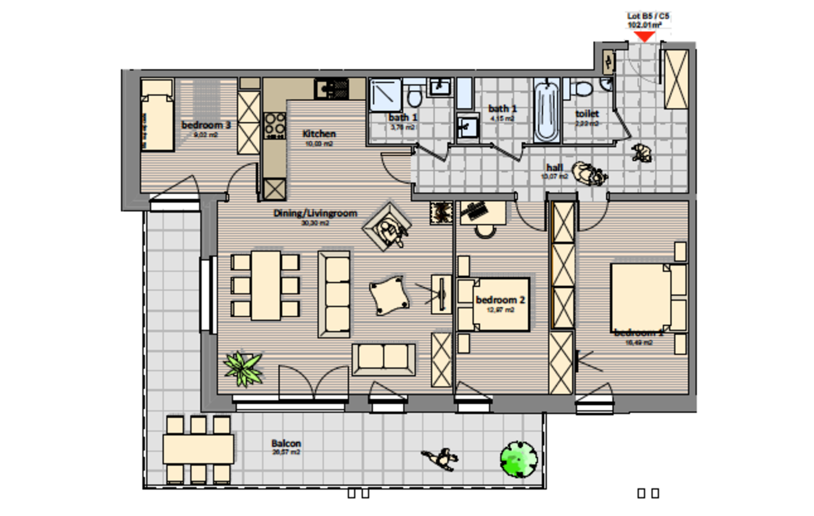 Appartement 3 Chambres 6 Pers