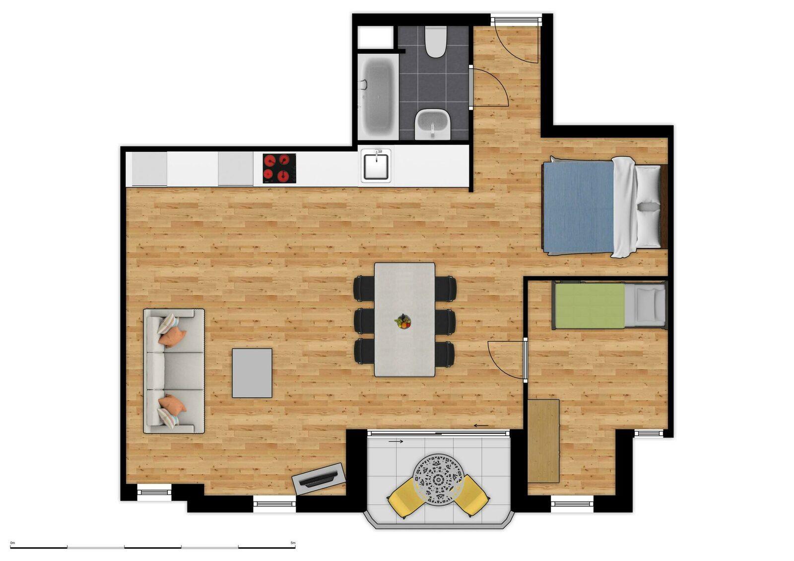 Comfort Suite - 6p | Bedroom - Sleeping corner - Sofa bed | Balcony - Sea view