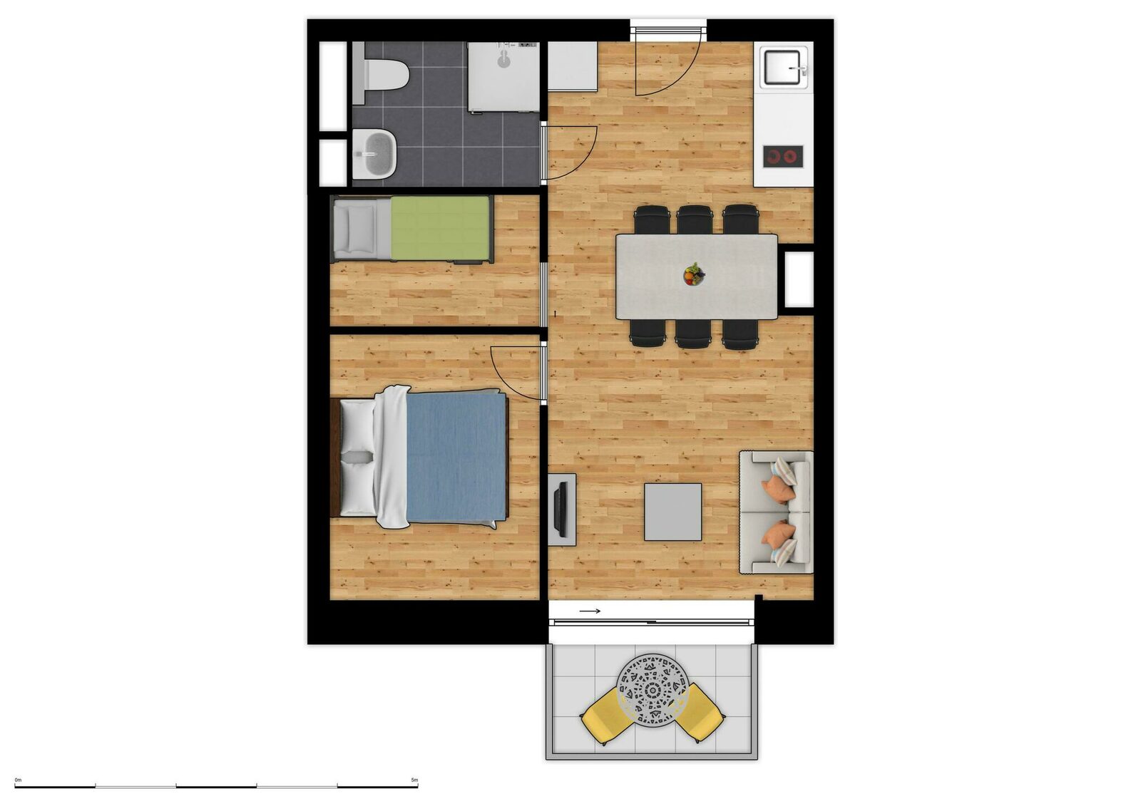 Comfort Suite - 7 P | Schlafzimmer - Schlafbereich - Schlafsofa