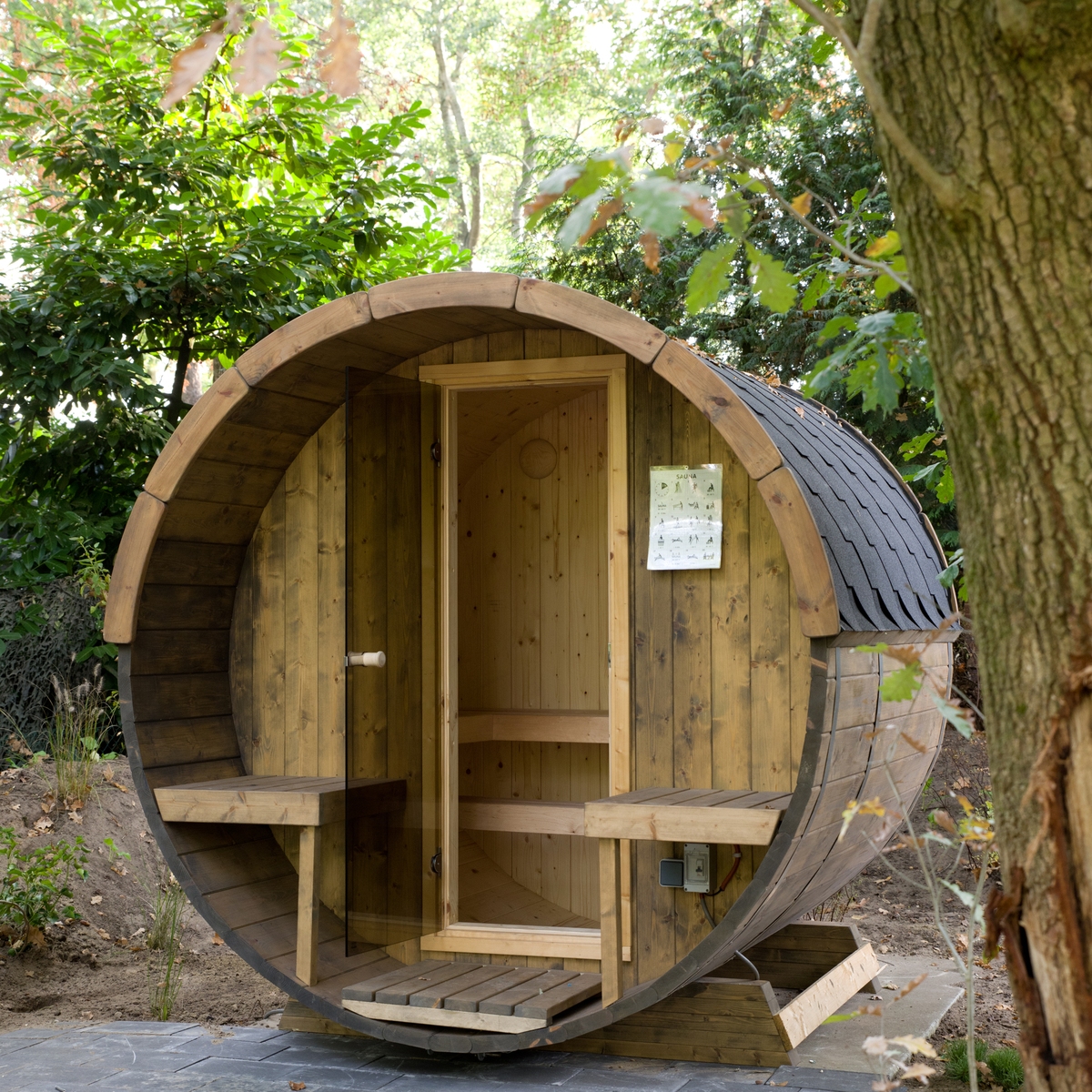 Holz-Lodge Eco für 6 Personen mit Sauna
