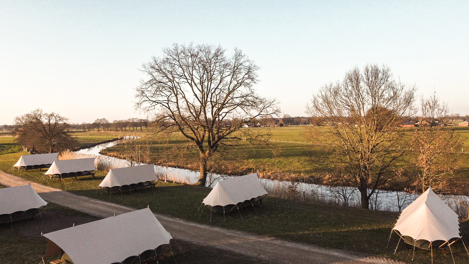 Pop-up glamping: 6x Awaji 2P + 6x Belltentje 2P | 24 pers.