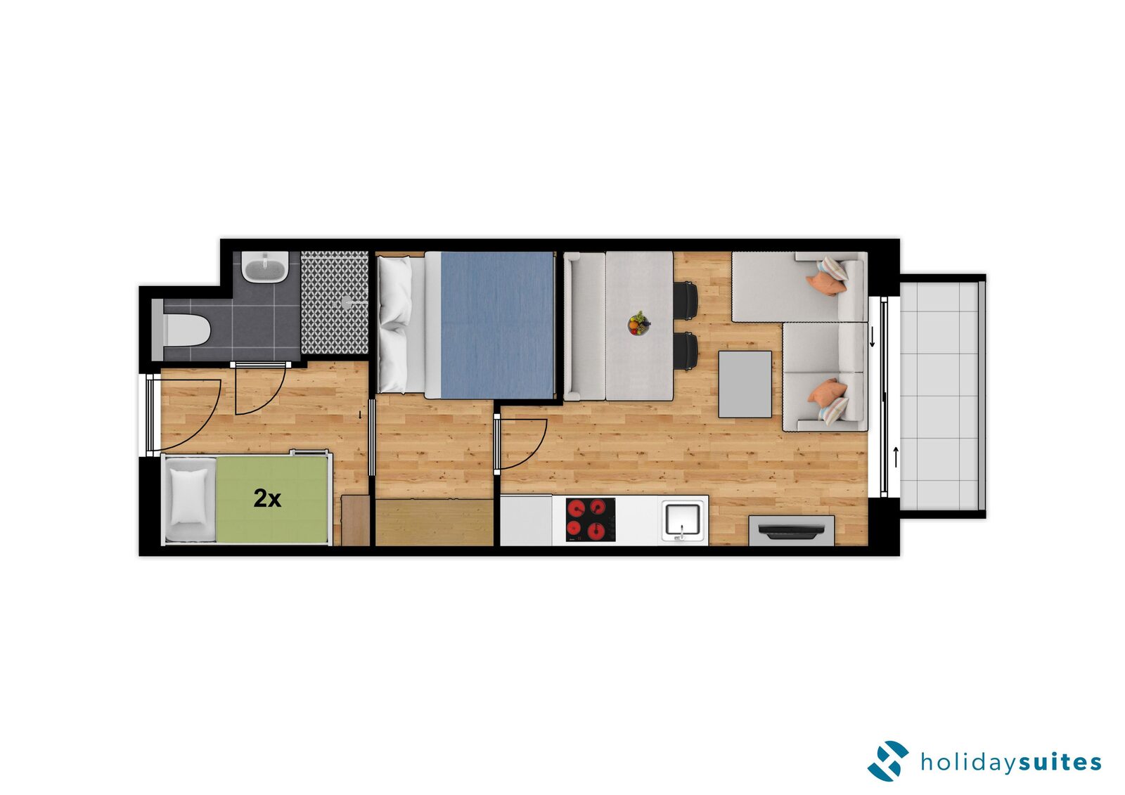 Cosy Suite - 4 P | 2 Schlafbereiche | Balkon