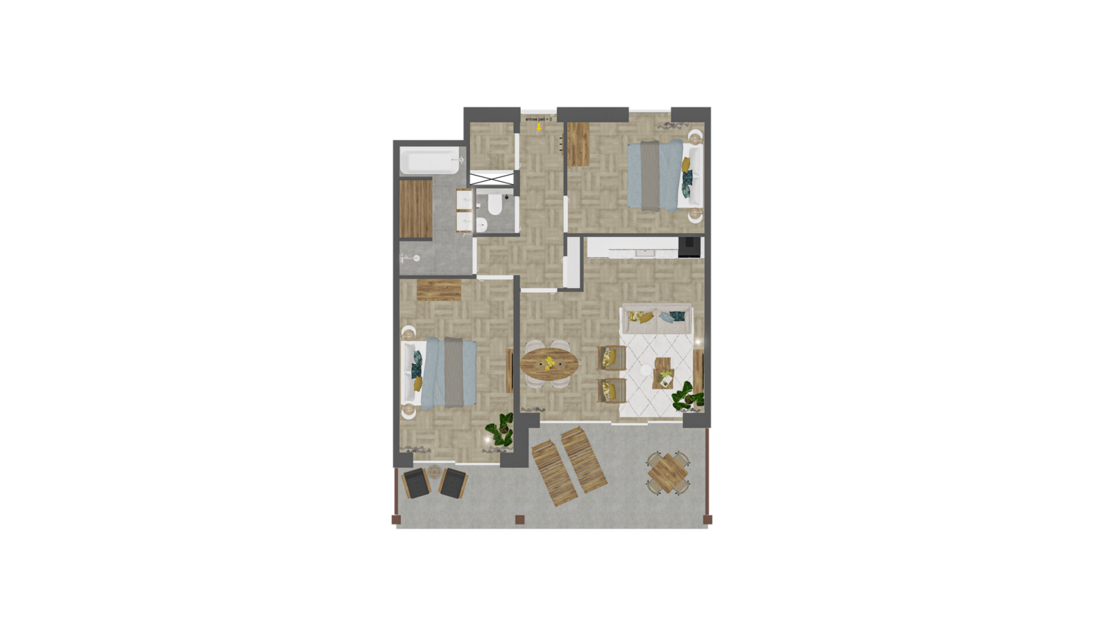 Strandappartement Type B 4P 70 m²