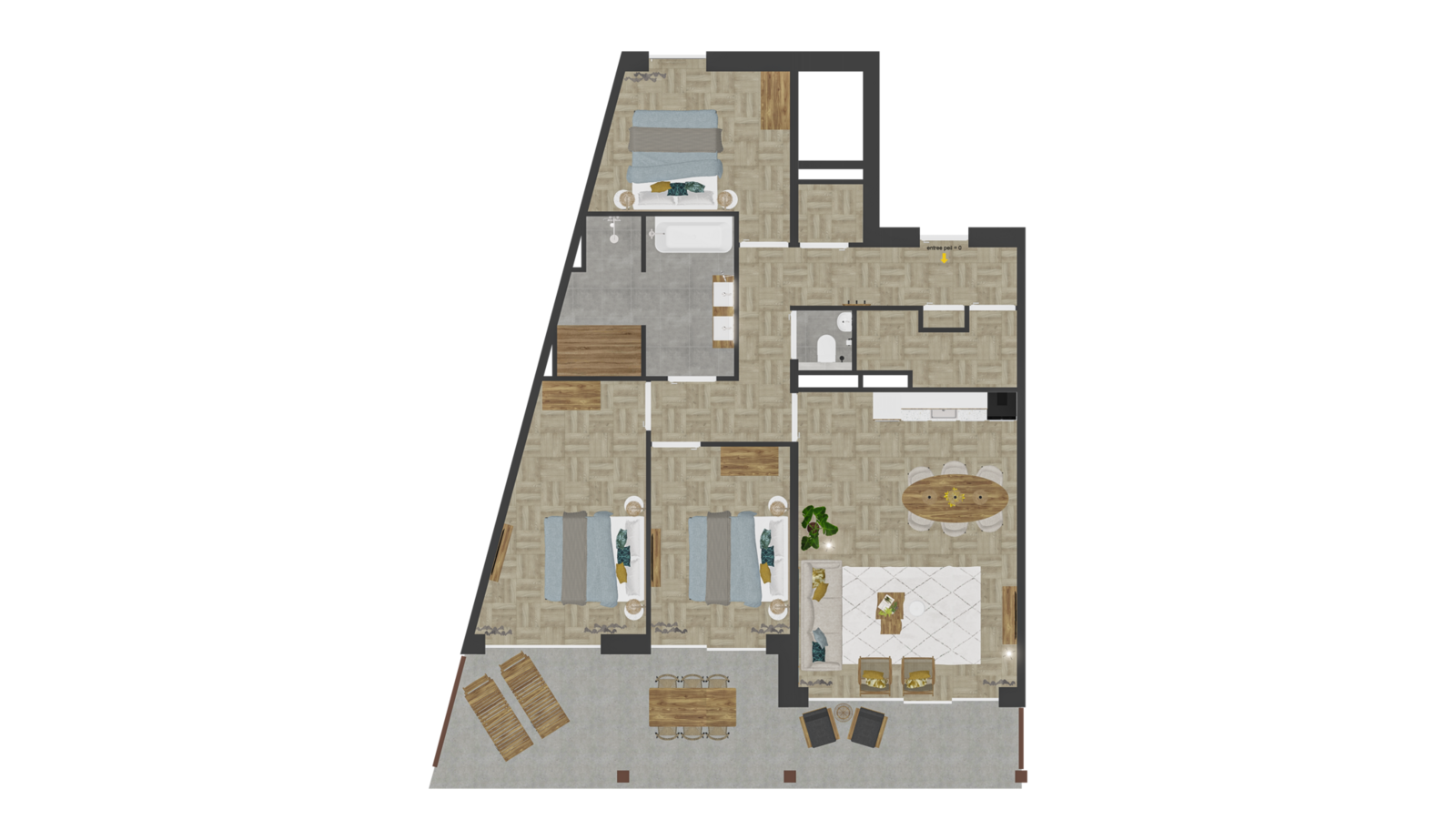 Beach apartment Type E 6P 100 m²