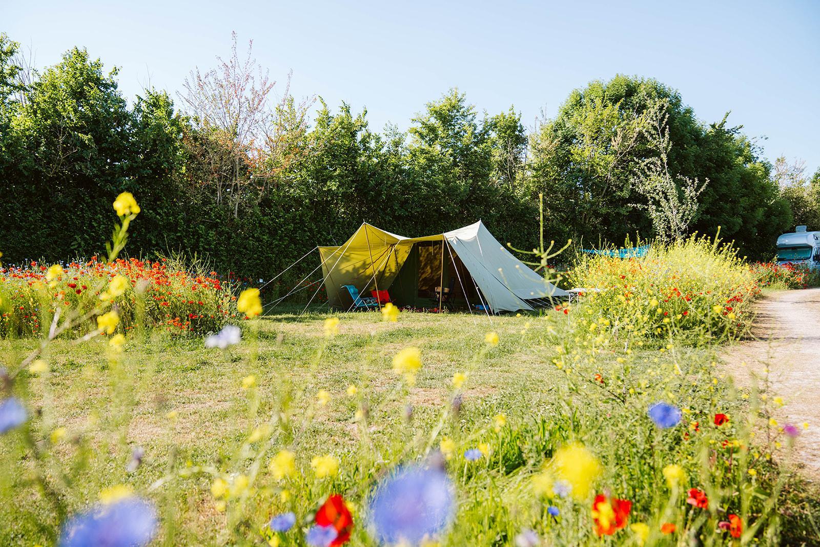 Camping auf dem Grünes Feld, das ist echtes Camping!