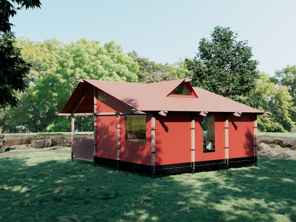 Genießen Sie luxuriöses Camping in der Wander Lodge für 4 bis 5 Personen im Recreatiepark De Boshoek, gelegen in der Veluwe, mit komfortabler Ausstattung, einem gemütlichen Loft und der Natur dire..
