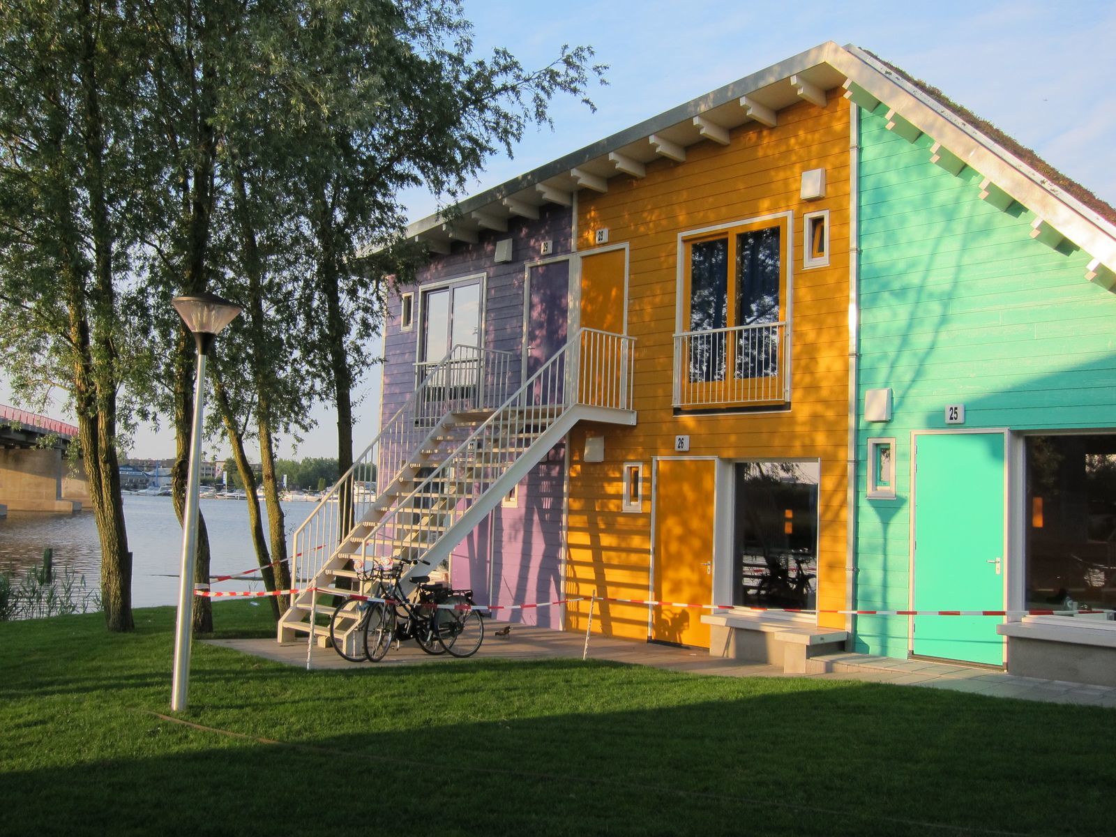 2 x two-person eco cabins next to each other on the waterfront